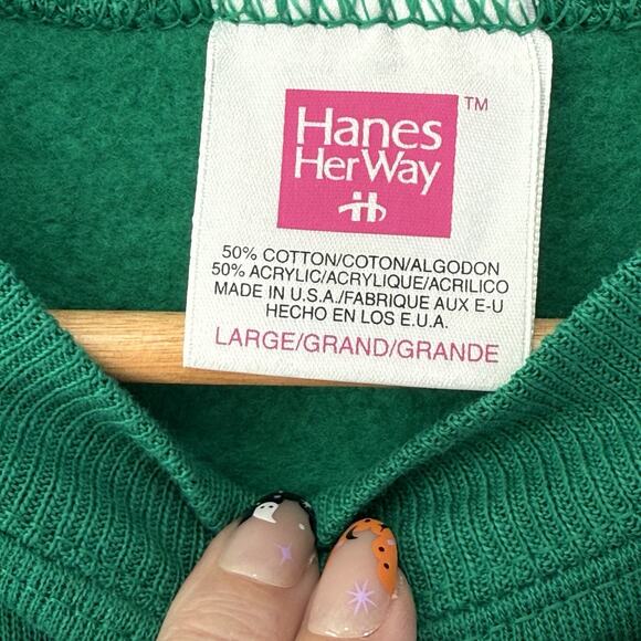 NWT Vintage 80s Hanes Handmade Santa Holiday Grandma Sweatshirt Sz L USA Iron On - Picture 7 of 10